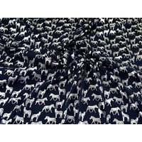 Deadstock Foil Cotton Jersey Stretch Knit Fabric Navy & Silver