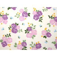 Printed Polycotton Fabric Lilac & Cream