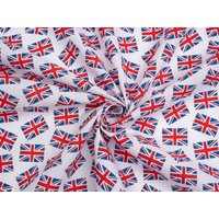 Printed Polycotton Fabric Red White Blue