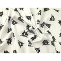 Deadstock 100% Cotton Poplin Fabric Black on Ivory