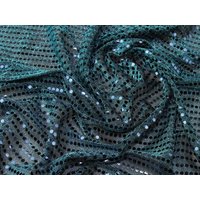 Deadstock Sequin Stretch Knit Fabric Denim on Turquoise