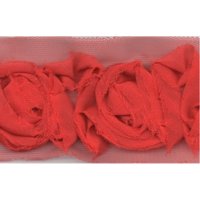 Chiffon Flowers Trim Burgundy
