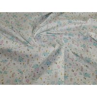 Deadstock 100% Cotton Poplin Fabric White & Turquoise