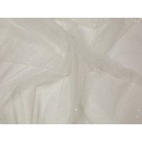 Minerva Core Range Glitter Tulle Net Fabric Ivory