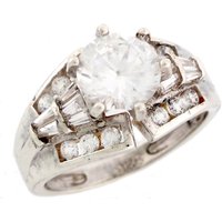 Sterling Silver 3.27ct CZ Glamourous Bold Ladies Engagement Ring (JL#2442)