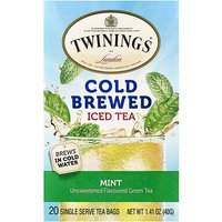 iHerb Twinings Cold Brewed Iced Tea Green Tea Unsweetened Mint 20 Single Serve Tea Bags 141 oz 40 g