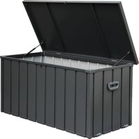 FLEXIMOUNTS 160 Gallon Large Patio Storage Bin for Outside Cushions, Throw Pillows, Garden Tools, Lockable,Black