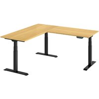 FLEXIMOUNTS L-shaped Electric Height Adjustable Workbench with 60"¡Á30"+48"¡Á30" Rubber Wood Desktop