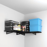 FLEXIMOUNTS Corner 2-Pack 2'x4' Wall Shelving, L-shaped Heavy-duty Steel Frame for Garage Storage, up to 220 pounds per, Black