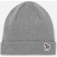 Paul Smith, PS Paul Smith Men's Zebra Patch Beanie - Slate Grey Paul Smith, PS Paul Smith Men's Zebra Patch Beanie - Slate Grey