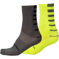 Endura COOLMAX® Stripe Socks Twin Pack - Bright Yellow | Extra 10% off first order.