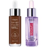 L'Oreal Paris Hyaluronic Acid Revitalift Filler Serum and True Match Tinted Serum Duo (Various Shades) - 10-12 Very Deep