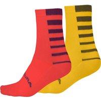 Endura COOLMAX® Stripe Socks Twin Pack - Pomegranate | Extra 10% off first order.
