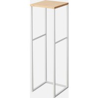 Yamazaki, Yamazaki Tower 2-Tiered Shelf With Wooden Top - White Yamazaki, Yamazaki Tower 2-Tiered Shelf With Wooden Top - White