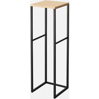 Yamazaki, Yamazaki Tower 2-Tiered Shelf With Wooden Top - Black Yamazaki, Yamazaki Tower 2-Tiered Shelf With Wooden Top - Black