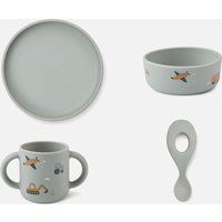 Liewood, Liewood Vivi Printed Tableware Set - Vehicles/Dove Blue Mix Liewood, Liewood Vivi Printed Tableware Set - Vehicles/Dove Blue Mix