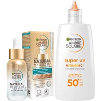 Garnier Glow and Protect Duo: Natural Bronzer Self-Tan Drops and Ambre Solaire Vitamin C Facial SPF50+ Fluid
