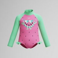 Kleinkinder Mädchen Learn to Swim Langarm-Badeanzug mit Rüschen Pink/Grün Kleinkinder Mädchen Learn to Swim Langarm-Badeanzug mit Rüschen Pink/Grün