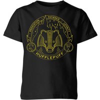 Harry Potter Hufflepuff Badger Badge Kids' T-Shirt - Black - 11-12 Years