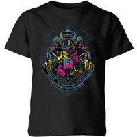 Harry Potter Hogwarts Neon Crest Kids' T-Shirt - Black - 11-12 Years