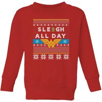 Wonder Woman 'Sleigh All Day Kids' Christmas Sweater - Red - 3-4 Years
