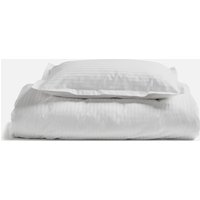 White 100% Egyptian Cotton Sateen Stripe Duvet Set - Double