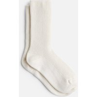 White Cashmere Ribbed Knit Socks