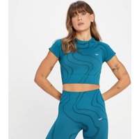 MP Women's Tempo Wave Seamless Crop Top - Teal Blue - XXS