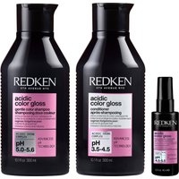 Redken Acidic Color Gloss Shampoo 300ml, Conditioner 300ml and Heat Protection Treatment 45ml, Glass-Like Shine (Worth £57.49)