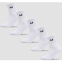 Image of Myprotein MP Unisex Crew Socks (5 Pack) - White - UK 12-14