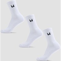 Image of Myprotein MP Unisex Crew Socks (3 Pack) - White - UK 12-14