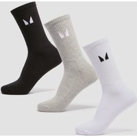 Image of Myprotein MP Unisex Crew Socks (3 Pack) - White/Black/Grey Marl - UK 6-8