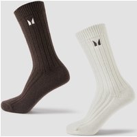 Image of Myprotein MP Chunky Knit Lifestyle Socks (2 pack) - Soft Cream/Chocolate - UK 12-14