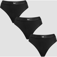 Image of Myprotein MP Women's Mid Rise Thong (3 Pack) - Black - L
