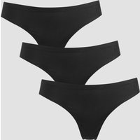 Image of Myprotein MP Women's Mid Rise No VPL Thong (3 Pack) - Black - L