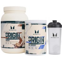 Image of Myprotein Origin Bundle - Protein - Chocolate Chip Cookie - Pre-Workout - Blue Raspberry Fizz - Shaker
