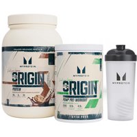 Image of Myprotein Origin Bundle - Protein - Chocolate Chip Cookie - Stim-Free - Sour Apple - Shaker