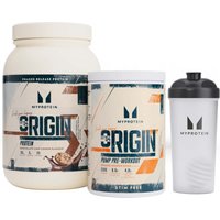 Image of Myprotein Origin Bundle - Protein - Chocolate Chip Cookie - Stim-Free - Orange Mango Soda - Shaker