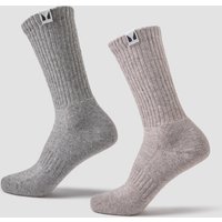 Image of Myprotein MP Hiking Socks (2 pack) - Brown/Grey Marl - UK 12-14