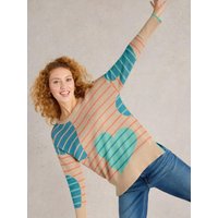 White Stuff Attraktive 69 % Ersparnis Olivfarbener Pullover mit HerzMotiv 40 5063390435574