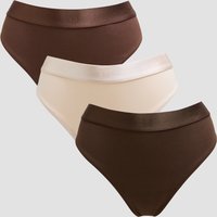 Image of Myprotein MP Women's Mid Rise Thong (3 Pack) - Deep Chocolate/Brown/Warm Cream - XS