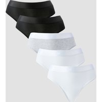 Image of Myprotein MP Women's Mid Rise Thong (5 Pack) - White/Black/Grey Marl - XS