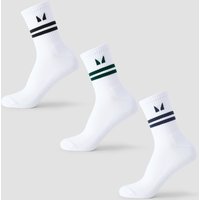 Image of Myprotein MP Stripe Retro Crew Sock (3 Pack) - Black/Dark Emerald/Dark Saphire - UK 2-5