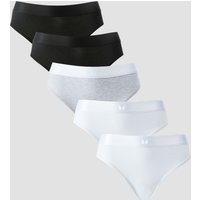 Image of Myprotein MP Women's Mid Rise Bikini Brief (5 Pack) - White/Black/Grey Marl - M