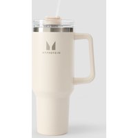 Myprotein Metall-Trinkflasche mit Seitgriff und Strohhalm 1200ml - Cremeweiß — Bild 1