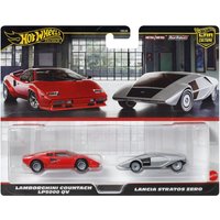 JBL02 Lamborghini Countach LP5000 QV Red & Lancia Stratos Zero Gray Metallic Culture Cars Diecast Model Cars - Set of 2