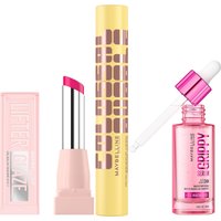 Maybelline Viral Favourites Make Up Bundle with Grippy Primer, Colossal Mascara and Lifter Glaze Lip Balm (Various Shades) - Rose Bite