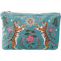 Elizabeth Scarlett Celestial Tigers Velvet Everyday Pouch - Dusky Teal