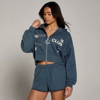 Image of Myprotein MP Women's Move Club Graphic Lightweight Loopback Zip Through Hoodie - Faded Blue - L