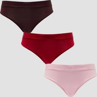 Image of Myprotein MP Women's Mid Rise Thong (3 Pack) - Blush/Rose Red/Fudge - L